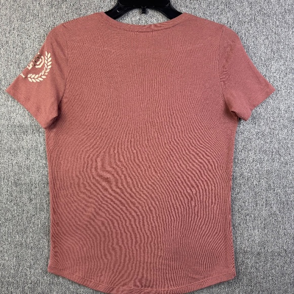 SOLD PINK Victoria's Secret Brown Blush Sequin Bling Logo T-Shirt Womens Size XS - Picture 2 of 7
